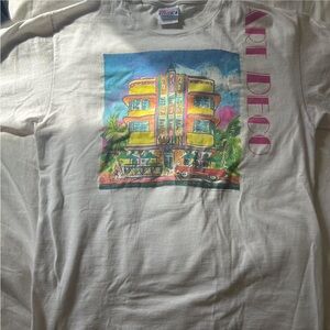 Vintage Art Deco Graphic T-Shirt with Pink Text